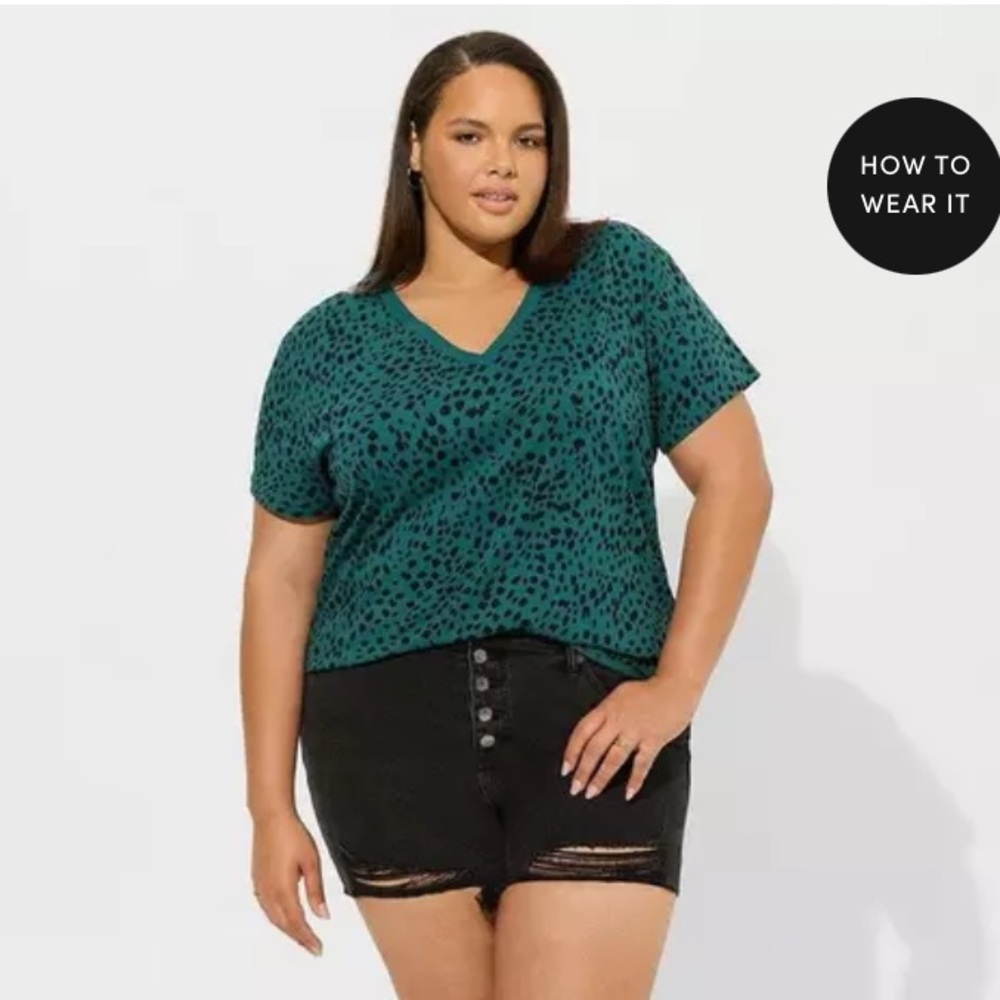 NWT Torrid Green Leopard Print V-Neck Top